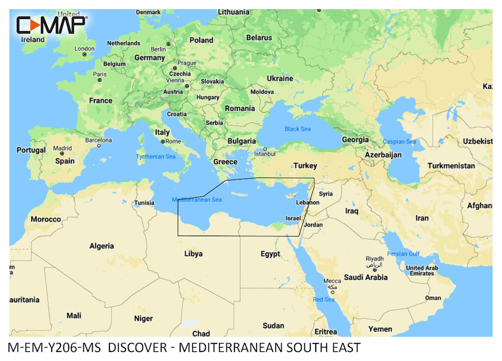 C-MAP® DISCOVER™ - Mediterranean South East | B&G Sailing USA